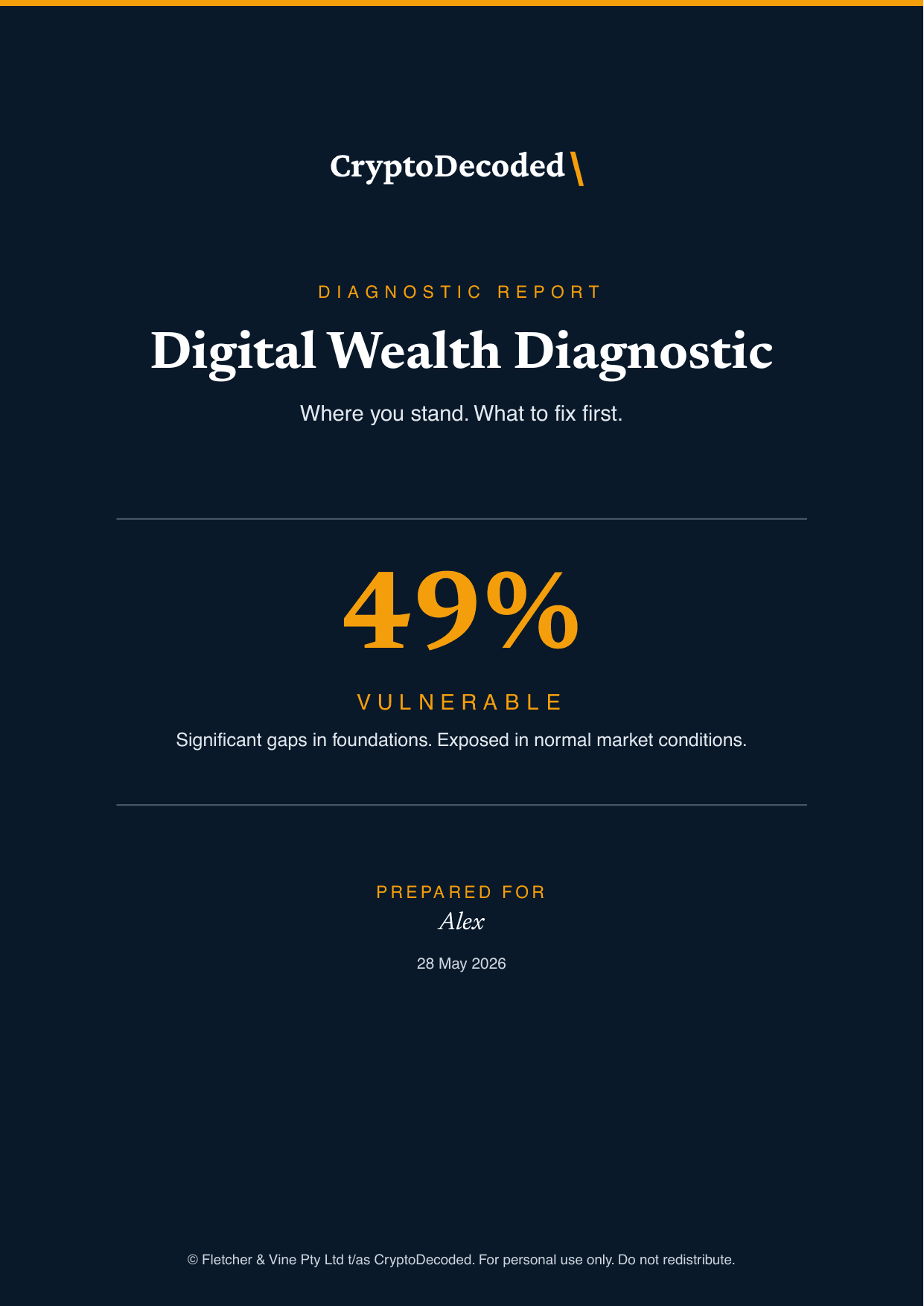 Sample diagnostic report cover